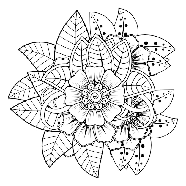 Vector fondo floral con flor mehndi. adorno decorativo en estilo étnico oriental, adorno de garabatos,