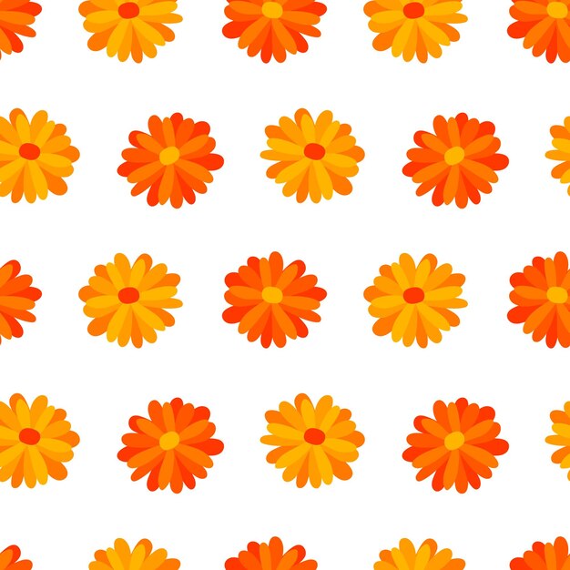 Fondo floral Flores amarillas y naranjas patrón sin costuras Ilustración vectorial
