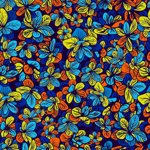 Fondo floral con flores de colores de patrones sin fisuras