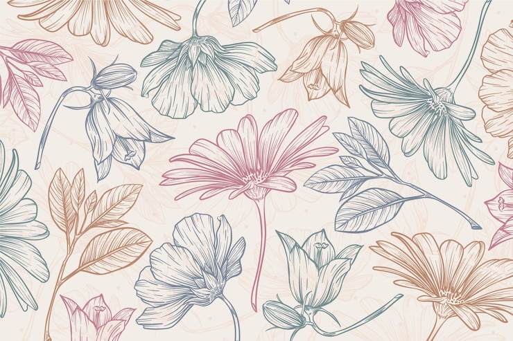 Vector fondo floral grabado dibujado a mano