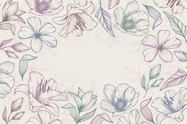 Vector fondo floral grabado lineal dibujado a mano