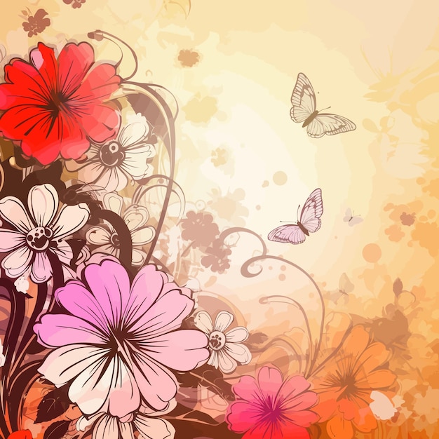 Vector fondo floral hermoso fondo con muchas flores diferentes