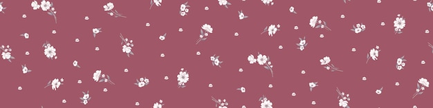 Fondo floral de moda con elegantes flores pequeñas en el campo para papel tapiz digital y prendas de vestir en una plantilla vectorial ornamentada de estilo liberty