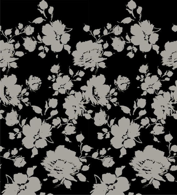 un fondo floral negro y blanco con una flor negra y blanca