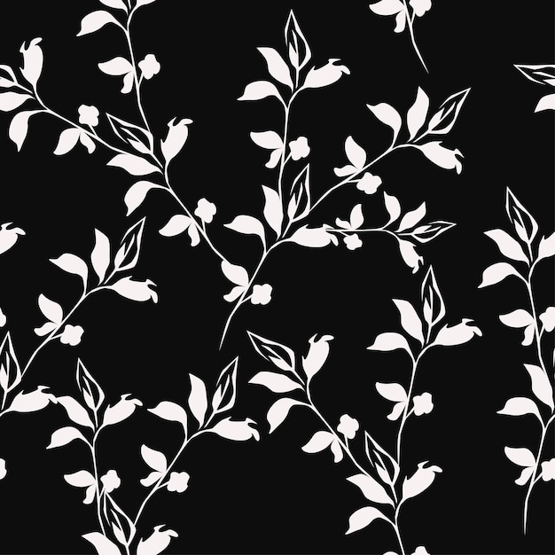 un fondo floral negro y blanco con flores blancas