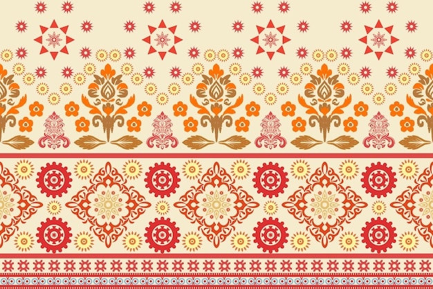 Fondo floral patrón sin costuras geométrico oriental tradicional azul naranja amarillo
