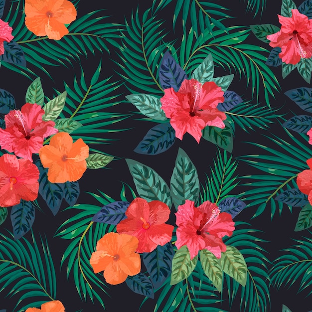 Fondo floral de patrones sin fisuras con mano colorida aislada