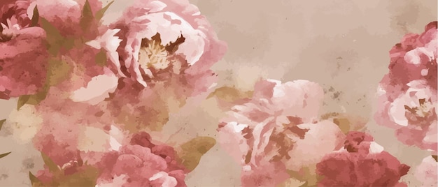 Fondo floral de patrones sin fisuras papel tapiz de lujo flores delicadas románticas peonías vector rosa
