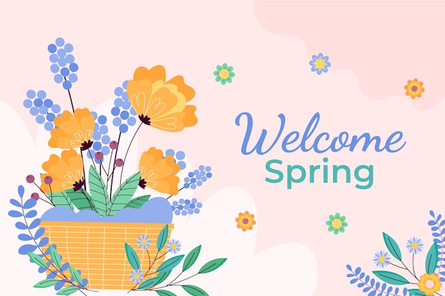 Vector fondo floral plano para la primavera