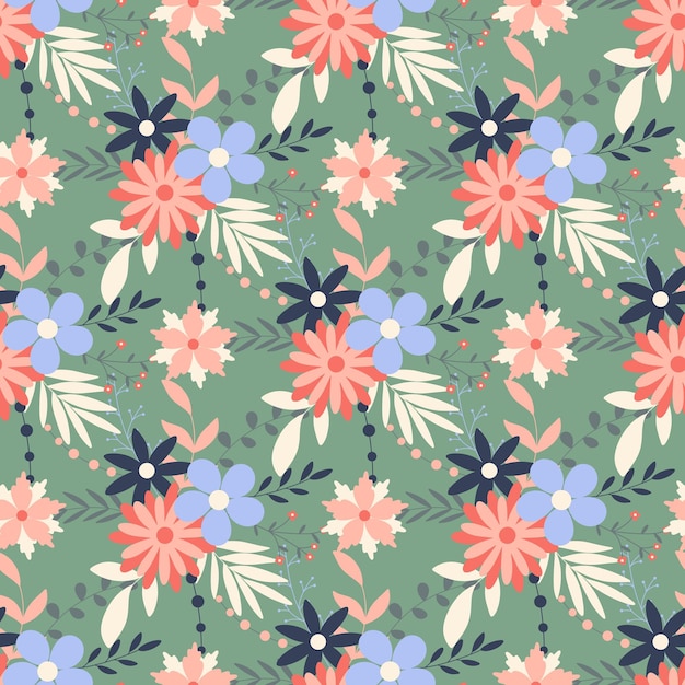 Fondo floral de primavera flores follaje y hierbas de patrones sin fisuras verano flor flores silvestres imprimir