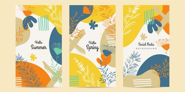 Fondo floral de primavera Impresión tropical con flores y hojas Hola verano cartel papel tapiz gráfico