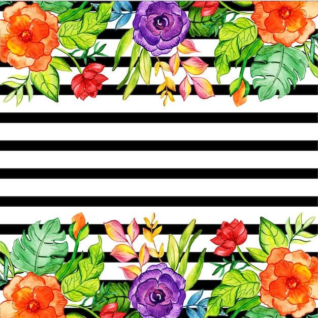 Fondo floral de la raya negra