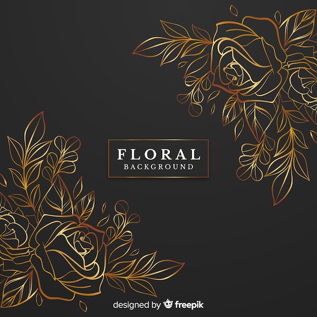 Vector fondo floral rosa dorada