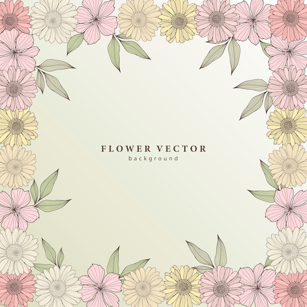 Fondo floral suave cuadrado con flores amarillas y rosas Marco floral para diplomas de texto fotográfico, postales y presentaciones