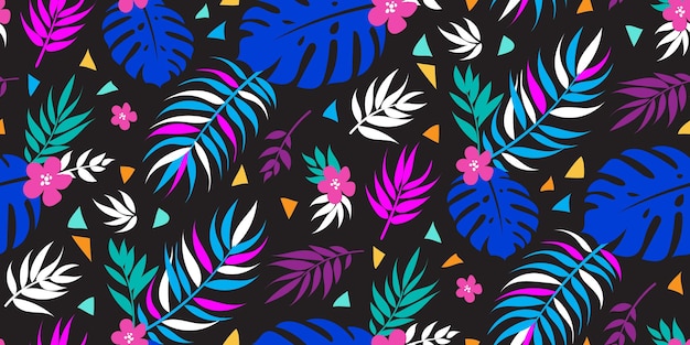 Fondo floral tropical transparente con hojas de palmera para tela de vestido de verano