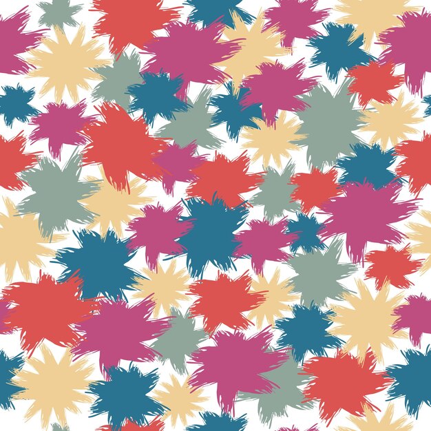 Fondo floral vectorial sin costuras hecho con trazos de pintura dibujados a mano