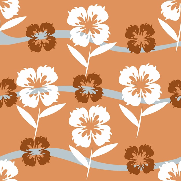 Fondo floral de verano dibujado a mano patrón botánico sin costuras patrón de dibujo boceto pat vectorial