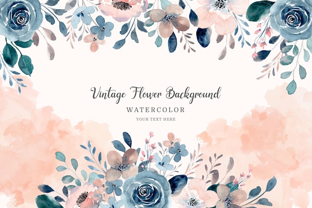 Fondo floral vintage con acuarela