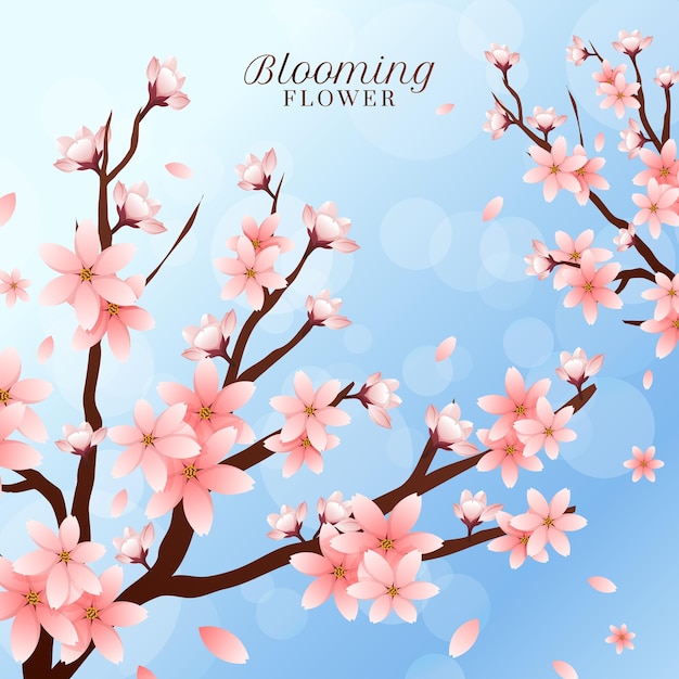 Fondo floreciente de la flor de la flor de cerezo | Vector Premium