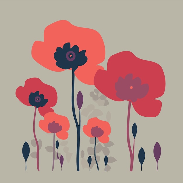 Fondo con flores de amapola roja