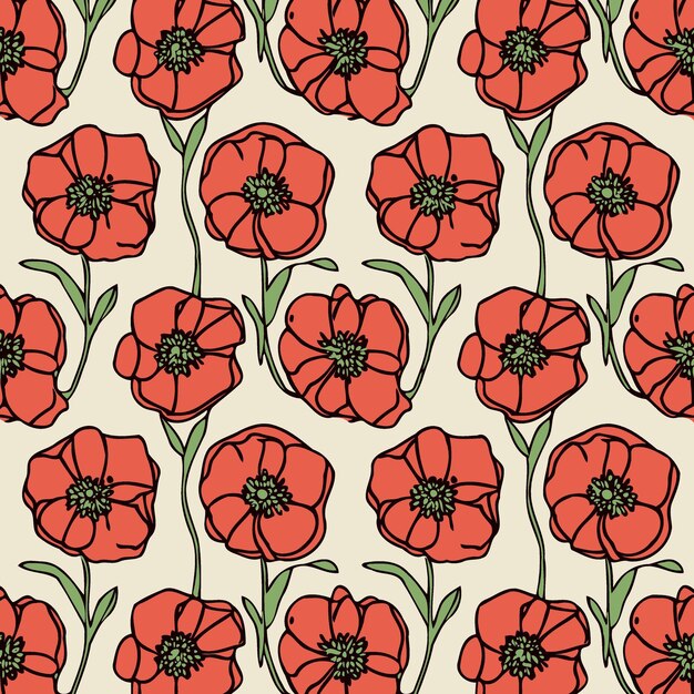 Fondo de flores de amapola roja