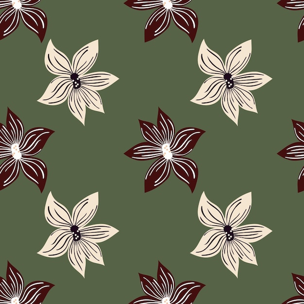 El fondo de las flores de los brotes estilizados es un patrón sin costuras de flores abstractas en un estilo simple.