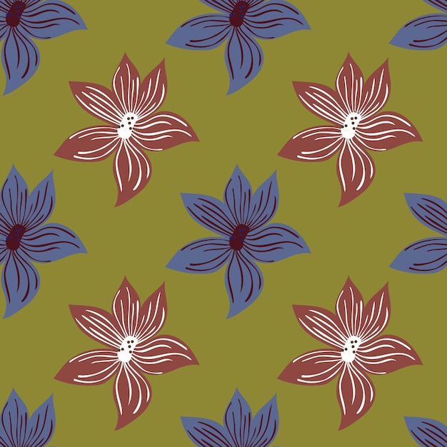 El fondo de las flores de los brotes estilizados es un patrón sin costuras de flores abstractas en un estilo simple.