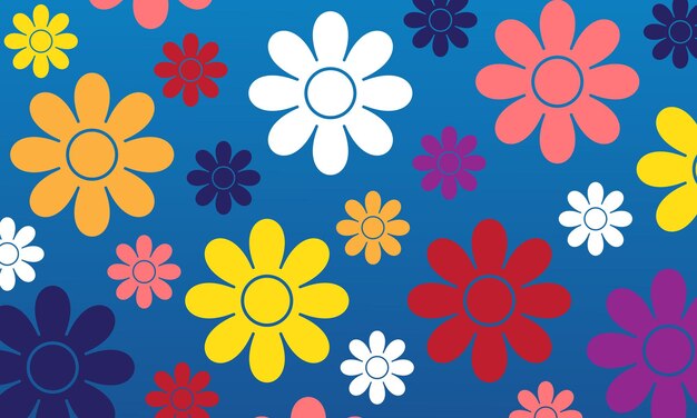 Fondo de flores y cielo con nubes en forma de flor vector de plantilla de fondo de arte moderno