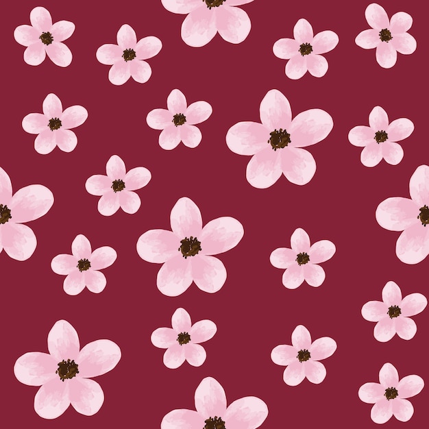 Fondo de flores de color pastel de color rosa de patrones sin fisuras.