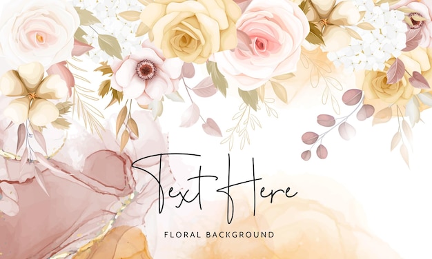 Fondo de flores dibujadas a mano acuarela