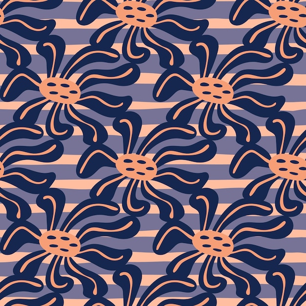 Fondo de flores estilizadas de época Decorativo retro patrón sin costuras de brotes de flores abstractas