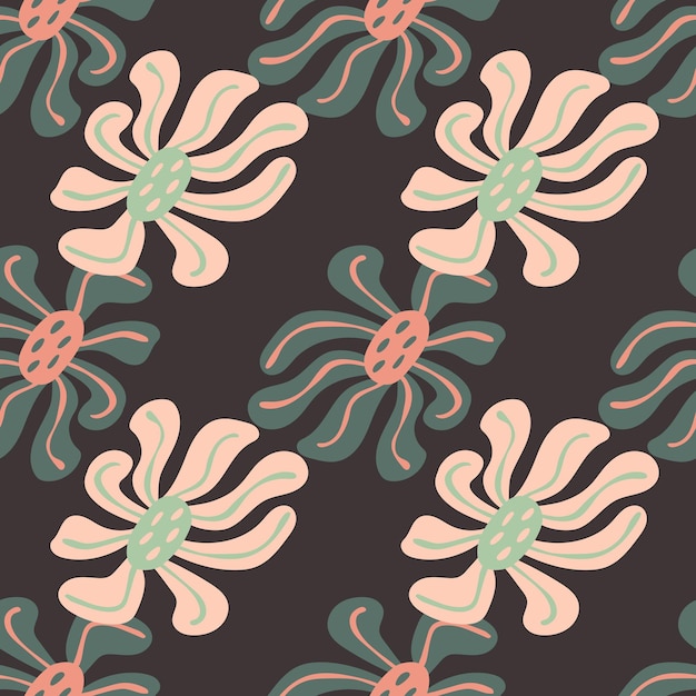 Fondo de flores estilizadas de época Decorativo retro patrón sin costuras de brotes de flores abstractas
