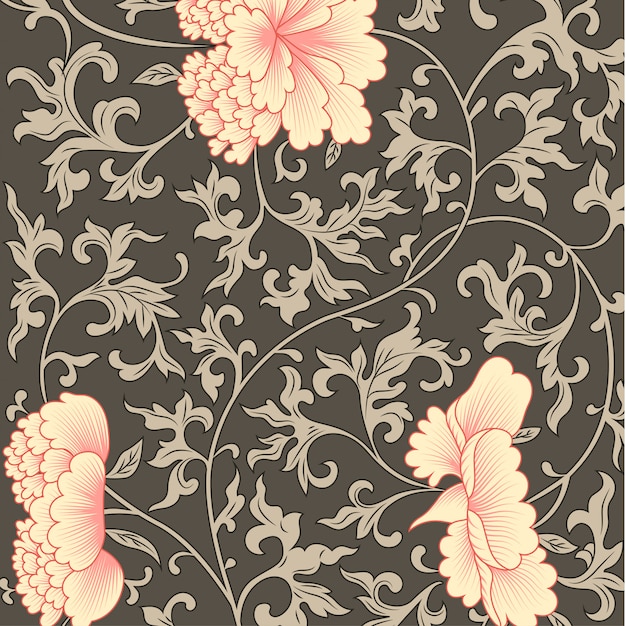 Vector fondo de flores en estilo chino.