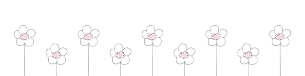 Fondo de flores Flores para pancartas carteles o web Patrón de flores Flores dibujadas a mano Patrón de flores minimalistas Ilustración vectorial