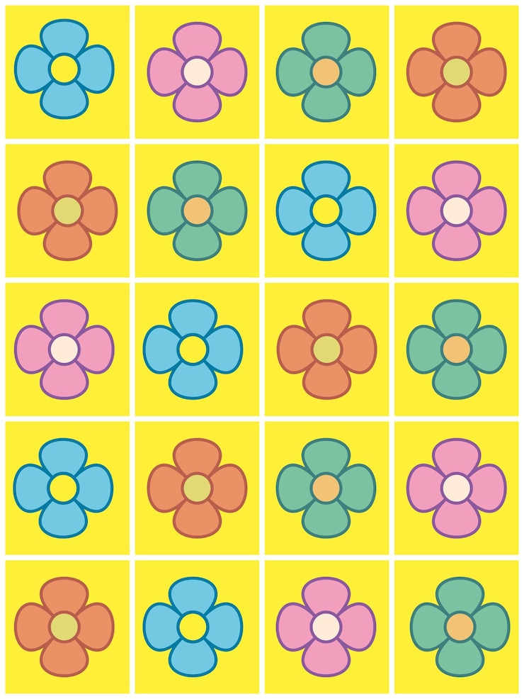 Vector fondo de flores groovy con patrón a cuadros ondulado en retro células brillantes en fondo vectorial