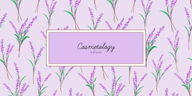 Fondo de flores de lavanda y texto para cosmetología.