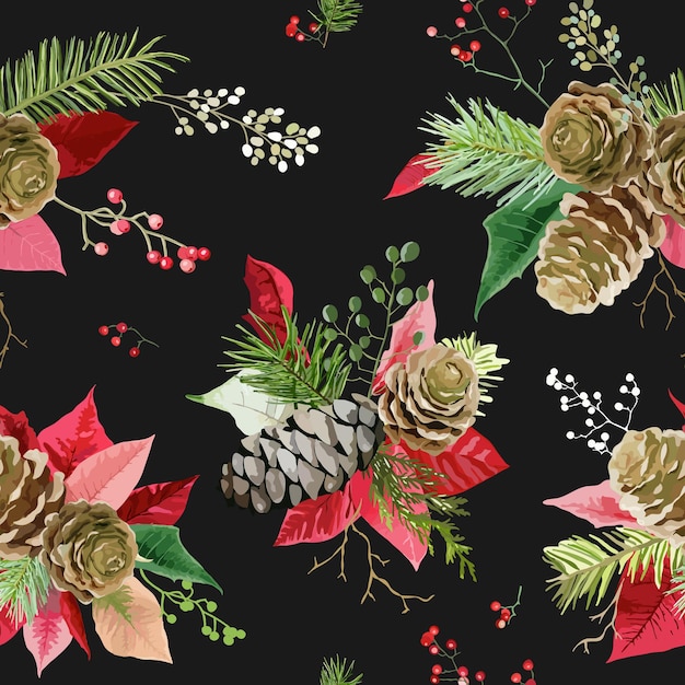 Fondo de flores de nochebuena vintage