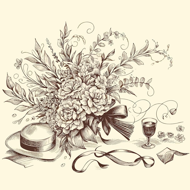 Fondo de flores ornamentales de cosecha de vector libre