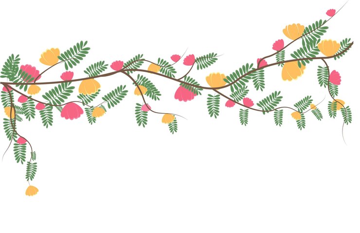 Vector fondo con flores rama de flores gráficos vectoriales en estilo de dibujos animados