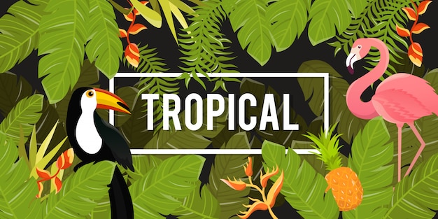 Fondo de flores tropicales. Diseño de verano. Vector.