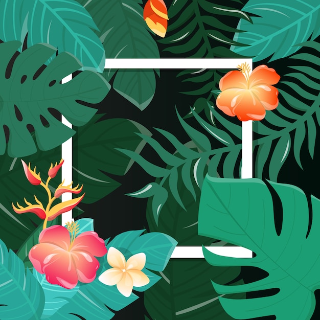 Fondo de flores tropicales. Diseño de verano. Vector.