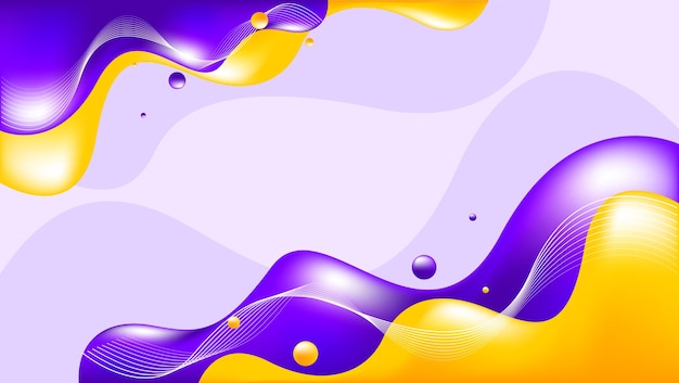 fondo fluido abstracto en color púrpura y amarillo con ilustración vectorial de composición geométrica