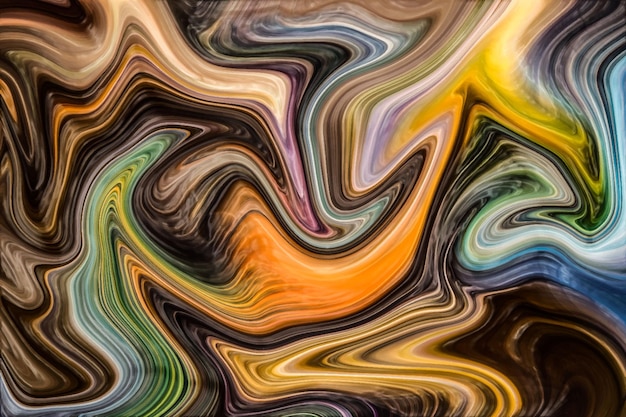 Fondo de flujo de pintura fluida colorida abstracta. Fondo de textura de pintura marmoleada de plástico líquido.