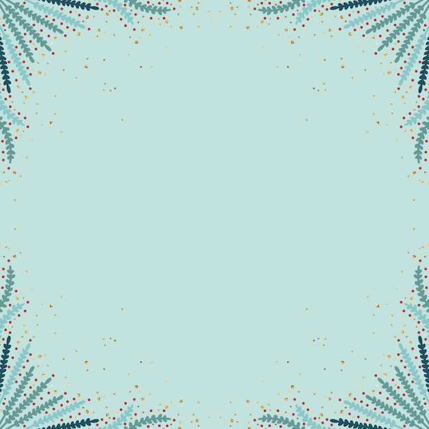 Fondo de follaje de Navidad dibujado a mano