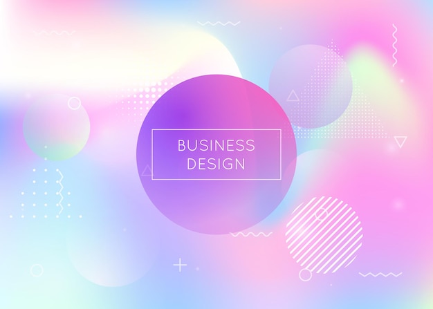 Fondo de forma dinámica con líquido líquido. Gradiente de bauhaus holográfico con elementos de memphis. Plantilla gráfica para folleto, banner, fondo de pantalla, pantalla móvil. Fondo de forma dinámica de arco iris.