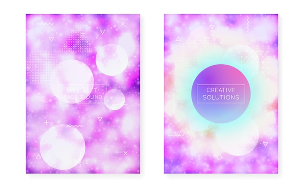 Fondo de forma dinámica con líquido líquido. Gradiente de neón bauhaus con cubierta luminosa violeta. Plantilla gráfica para volante, interfaz de usuario, revista, cartel, banner y aplicación. Fondo retro de forma dinámica.