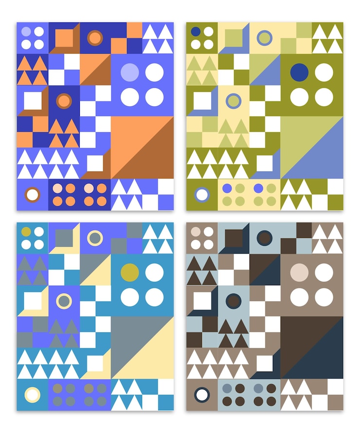Vector fondo de forma geométrica abstracta cuatro variaciones de color vector libre