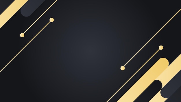 Fondo de forma geométrica abstracta negra y dorada con líneas doradas Fondo de lujo realista