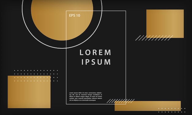 Fondo de forma geométrica de lujo abstracto negro mínimo moderno con elemento dorado