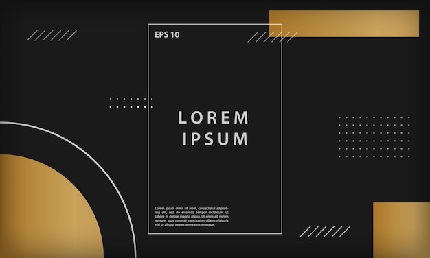 Fondo de forma geométrica de lujo abstracto negro mínimo moderno con elemento dorado